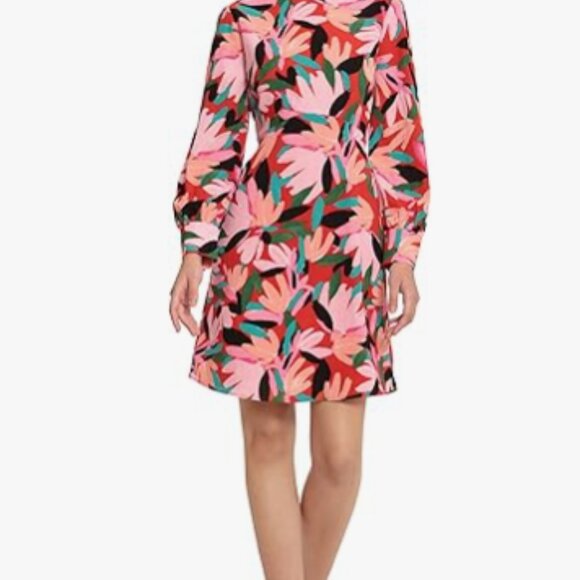 Donna Morgan Pink and Red Floral Dress - Picture 1 of 10
